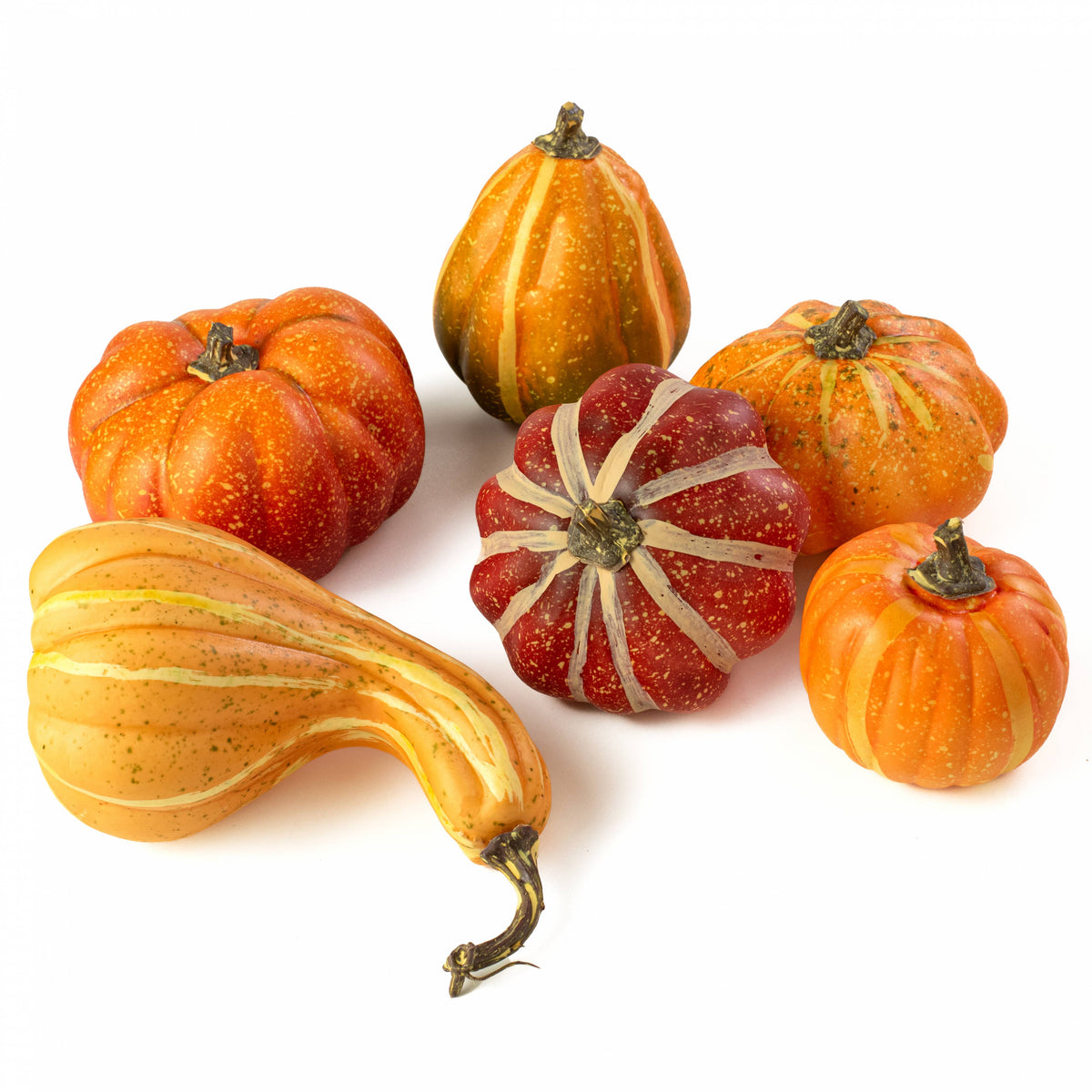 Assorted Artificial Pumpkins & Gourds: Orange & Yellow (Bag of 6) Item Number: 54237