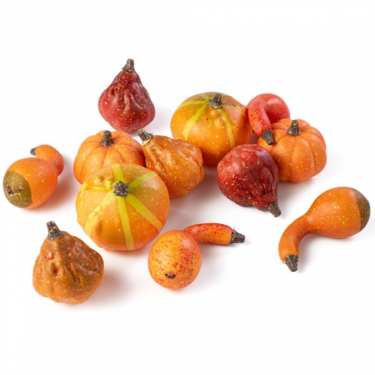 Assorted Mini Artificial Pumpkins & Gourds: Orange & Yellow (Bag of 12) Item Number: 54240