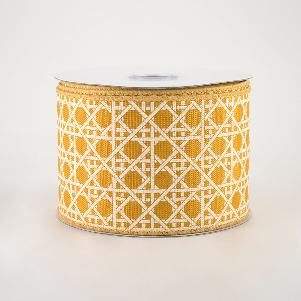 2.5" Basket Weave Ribbon: Dark Yellow & Ivory (10 Yards)