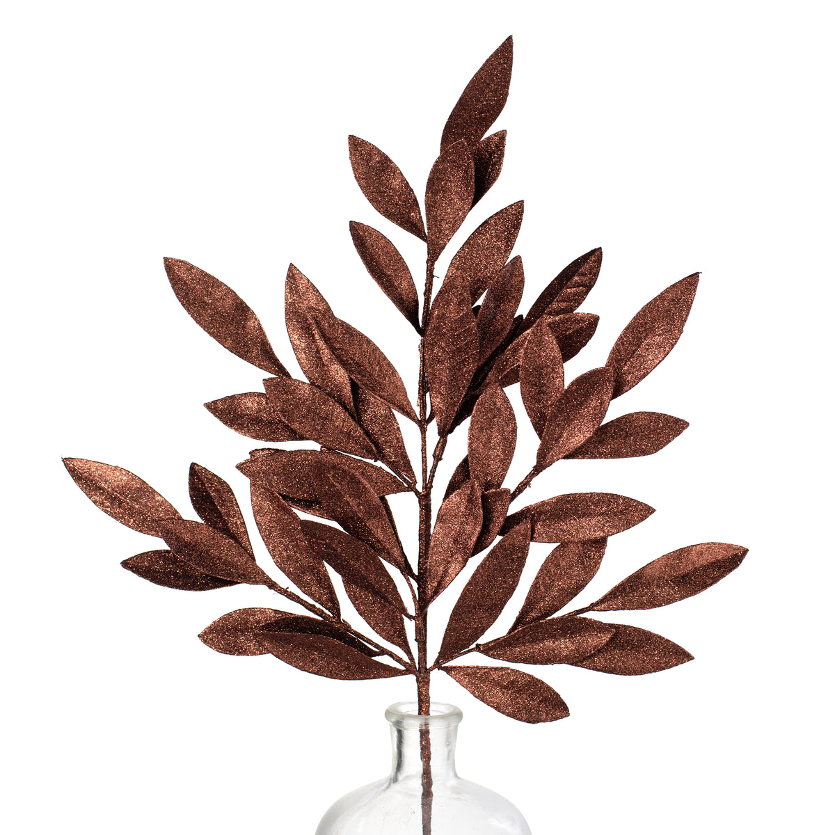 23" Bay Leaf Glitter Spray: Copper Brown Item Number: XS237062
