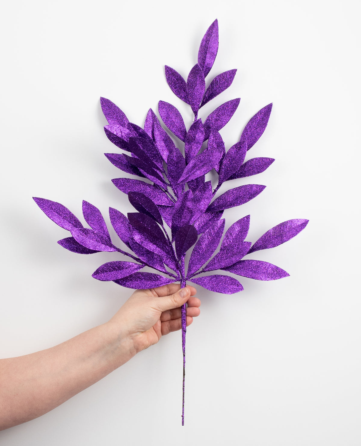 23" Bay Leaf Glitter Spray: Purple detail photo 3