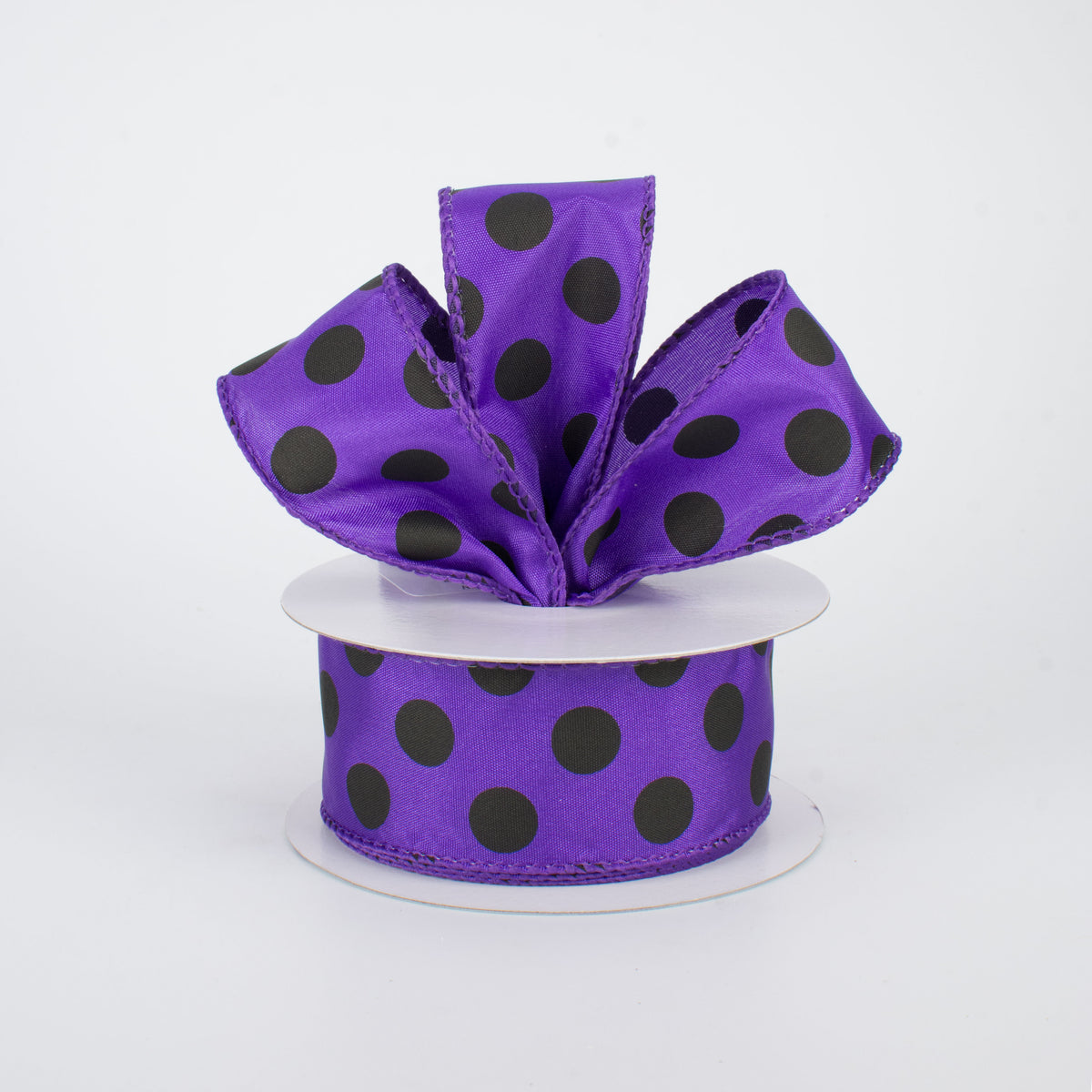 1.5" Big Polka Dot Ribbon: Purple & Black (10 Yards) Lifestyle Photo