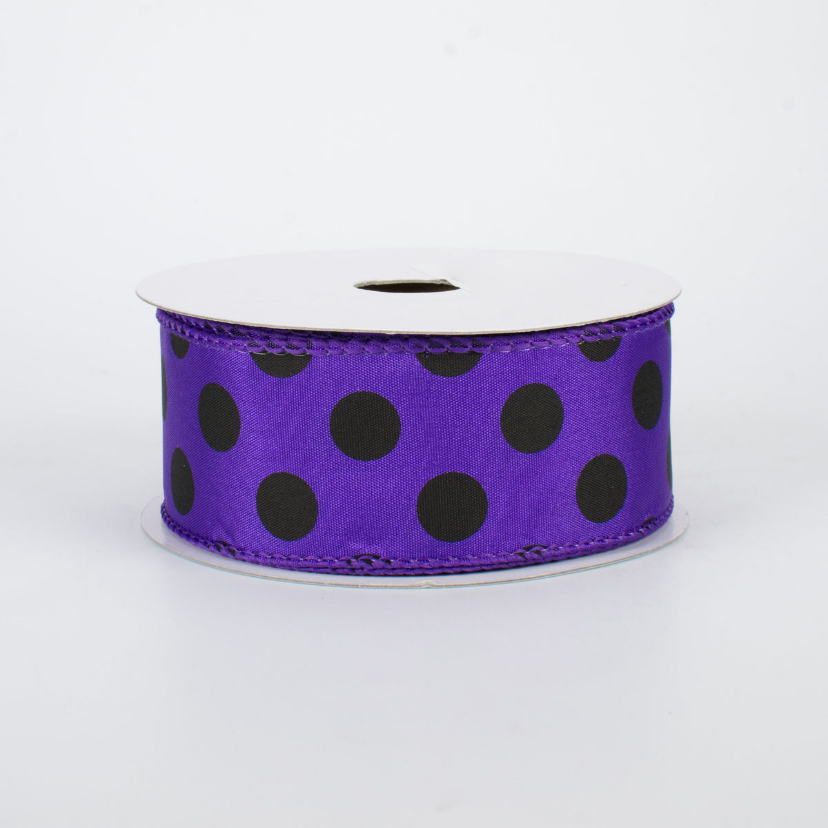 1.5" Big Polka Dot Ribbon: Purple & Black (10 Yards)