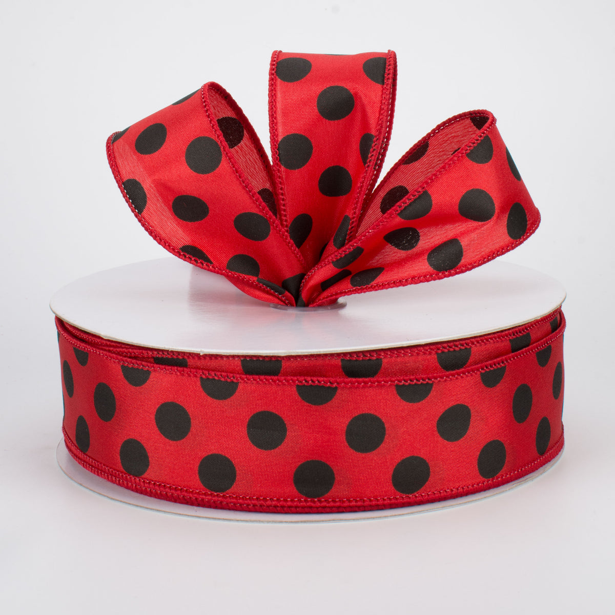 1.5" Big Polka Dot Ribbon: Red & Black (50 Yards) Lifestyle Photo