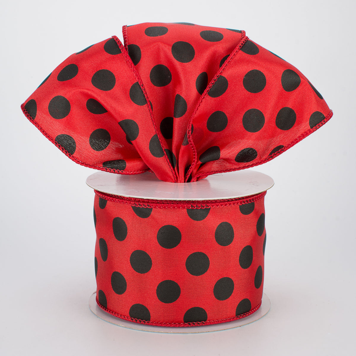 2.5" Big Polka Dot Ribbon: Red & Black (10 Yards) Lifestyle Photo
