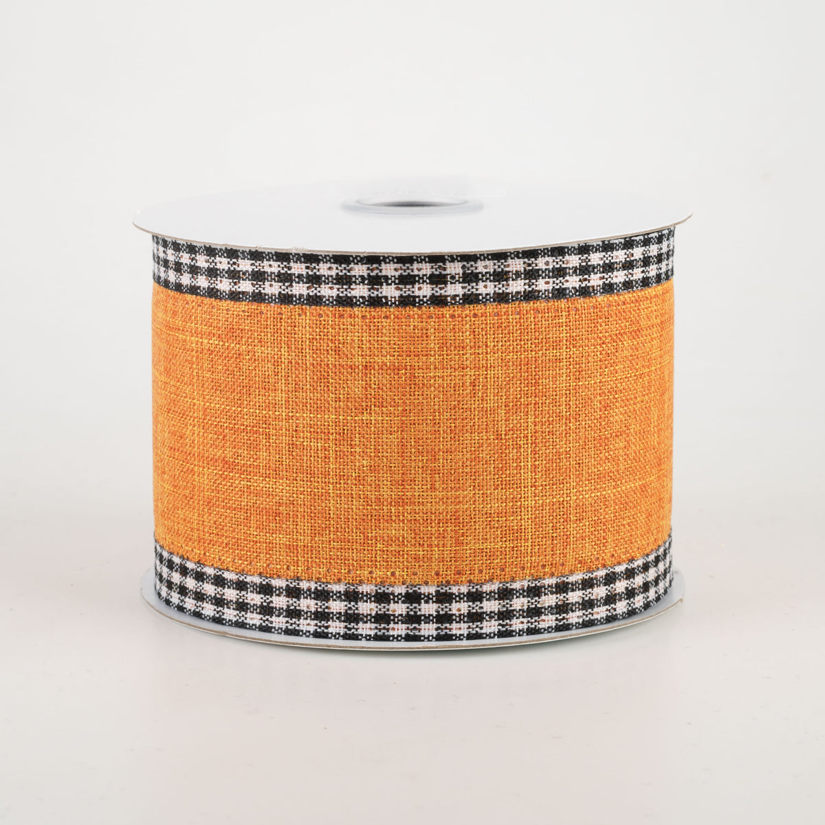 2.5" Black Gingham Edge Ribbon: Pumpkin Orange (10 Yards)