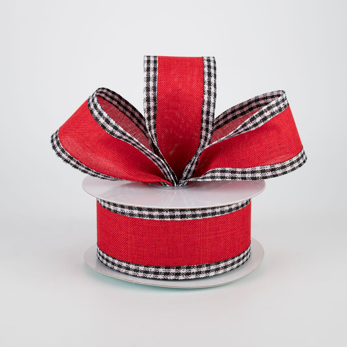 1.5" Black Gingham Edge Ribbon: Red (10 Yards) Lifestyle Photo