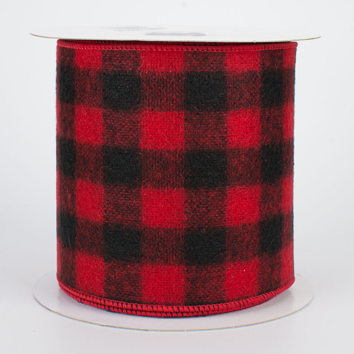 4" Black & Red Flannel Buffalo Plaid Ribbon (10 Yards)