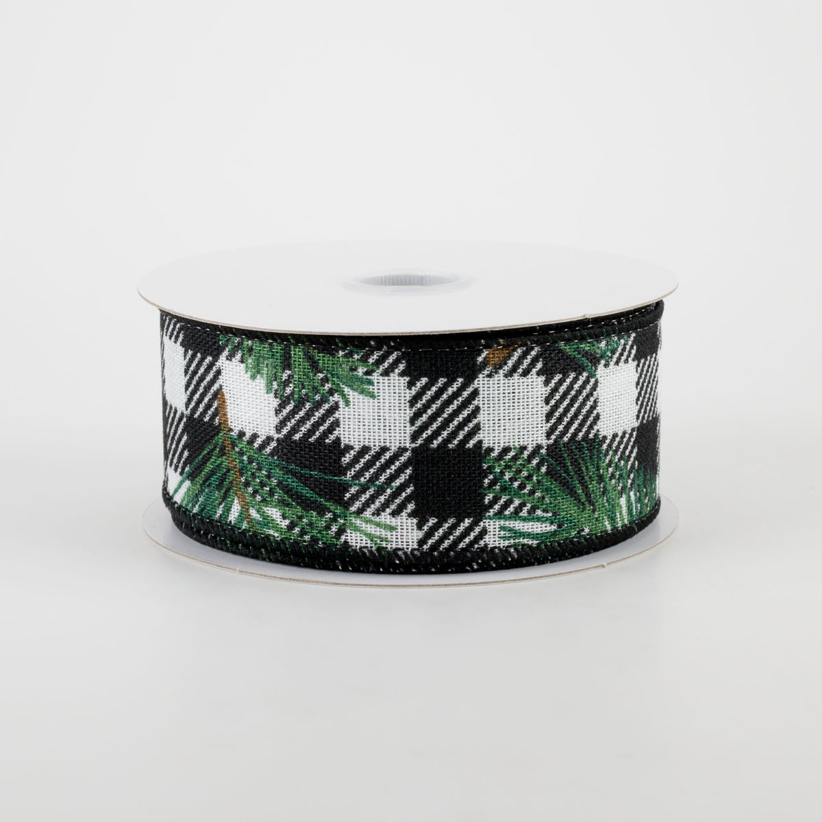 1.5" Black & White Buffalo Plaid Pine Needle Ribbon (10 Yards) Item Number: 71195-09-21