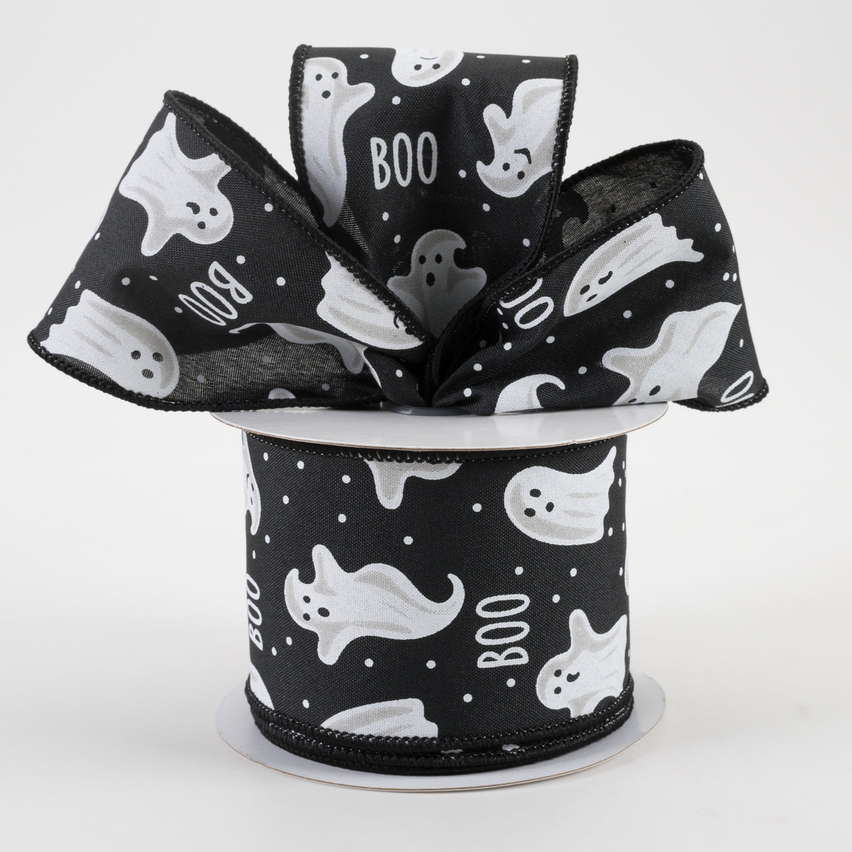 2.5" Boo Ghosts Ribbon: Black (10 Yards) Lifestyle Photo