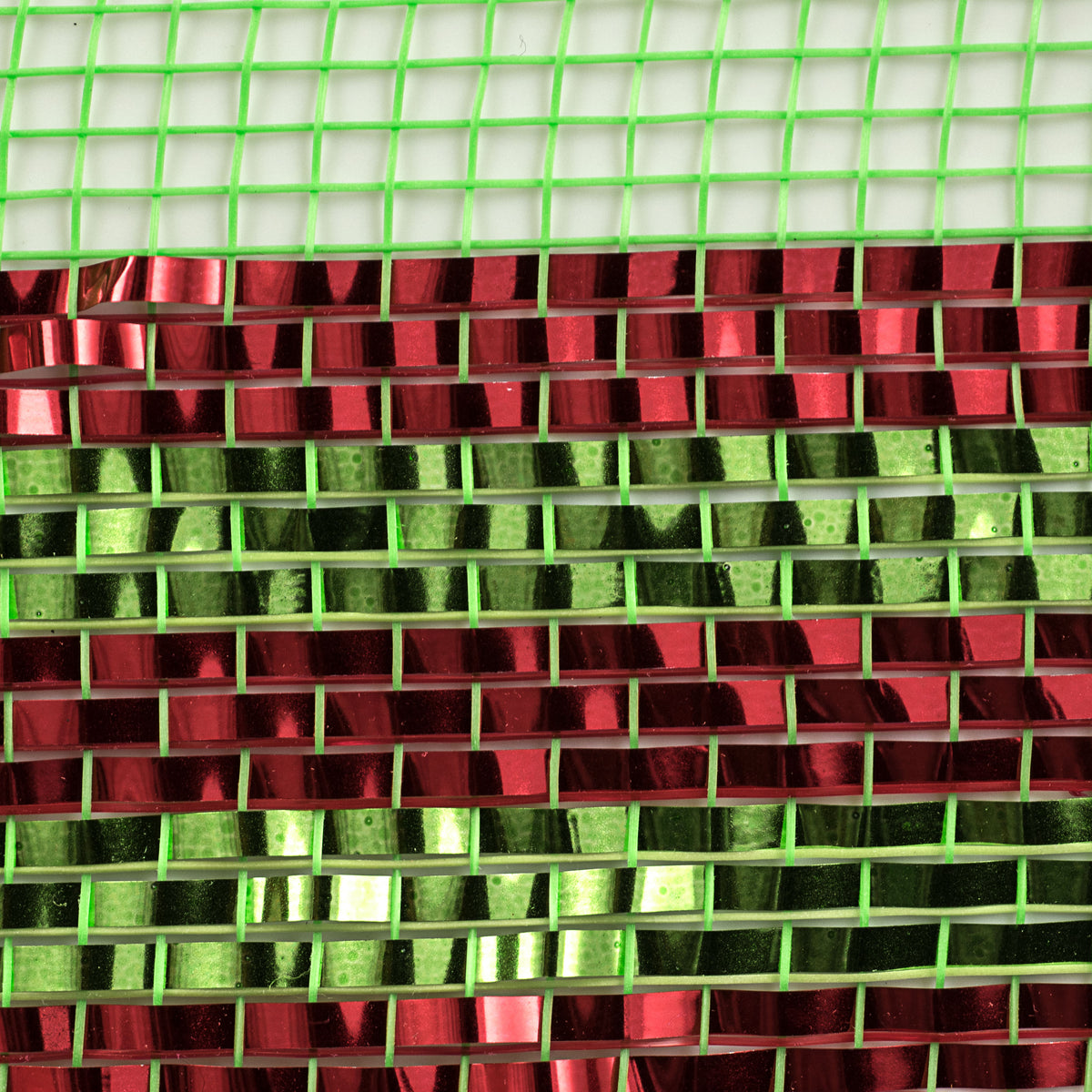 10" Border Stripe Metallic Mesh: Lime & Red detail photo 3