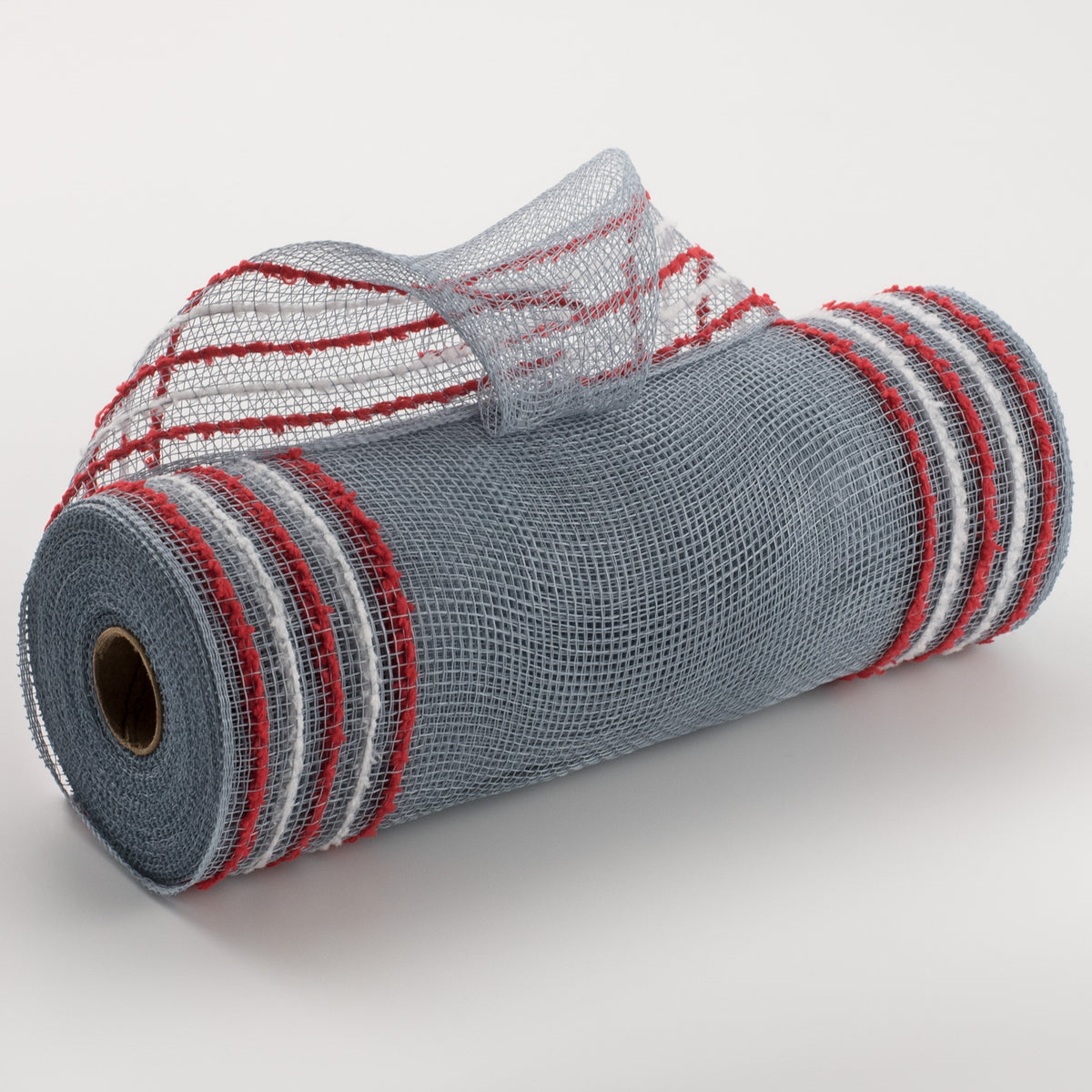 10" Border Stripe Snowdrift Mesh: Grey, Red, White Item Number: RY8116N4