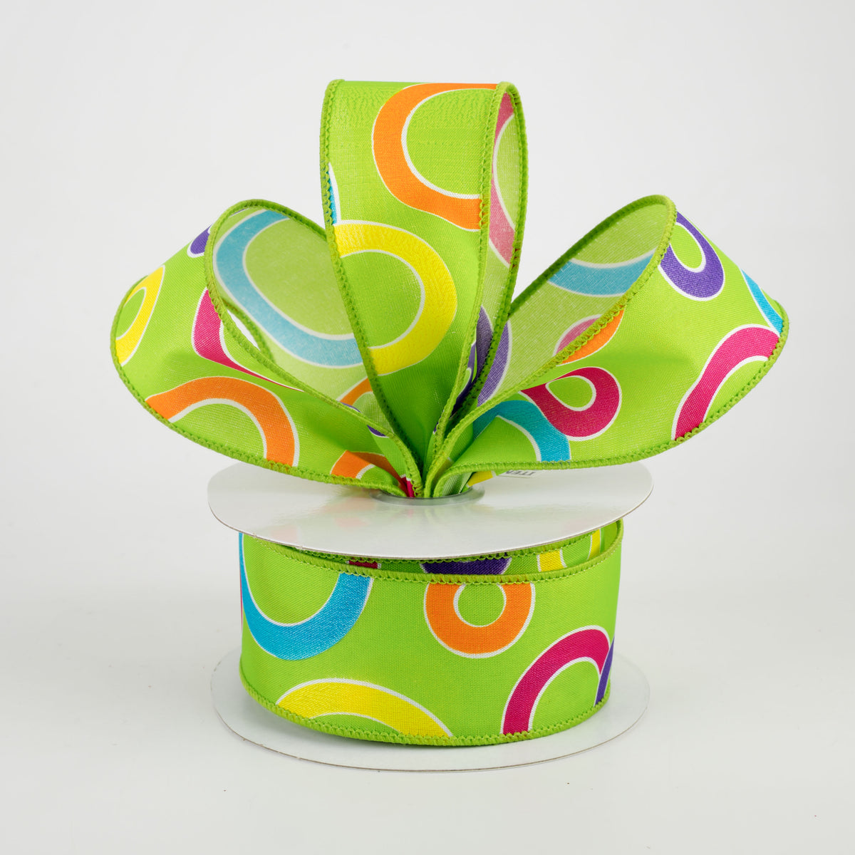 1.5" Bright Circles Ribbon: Lime/Multi (10 Yards) Lifestyle Photo