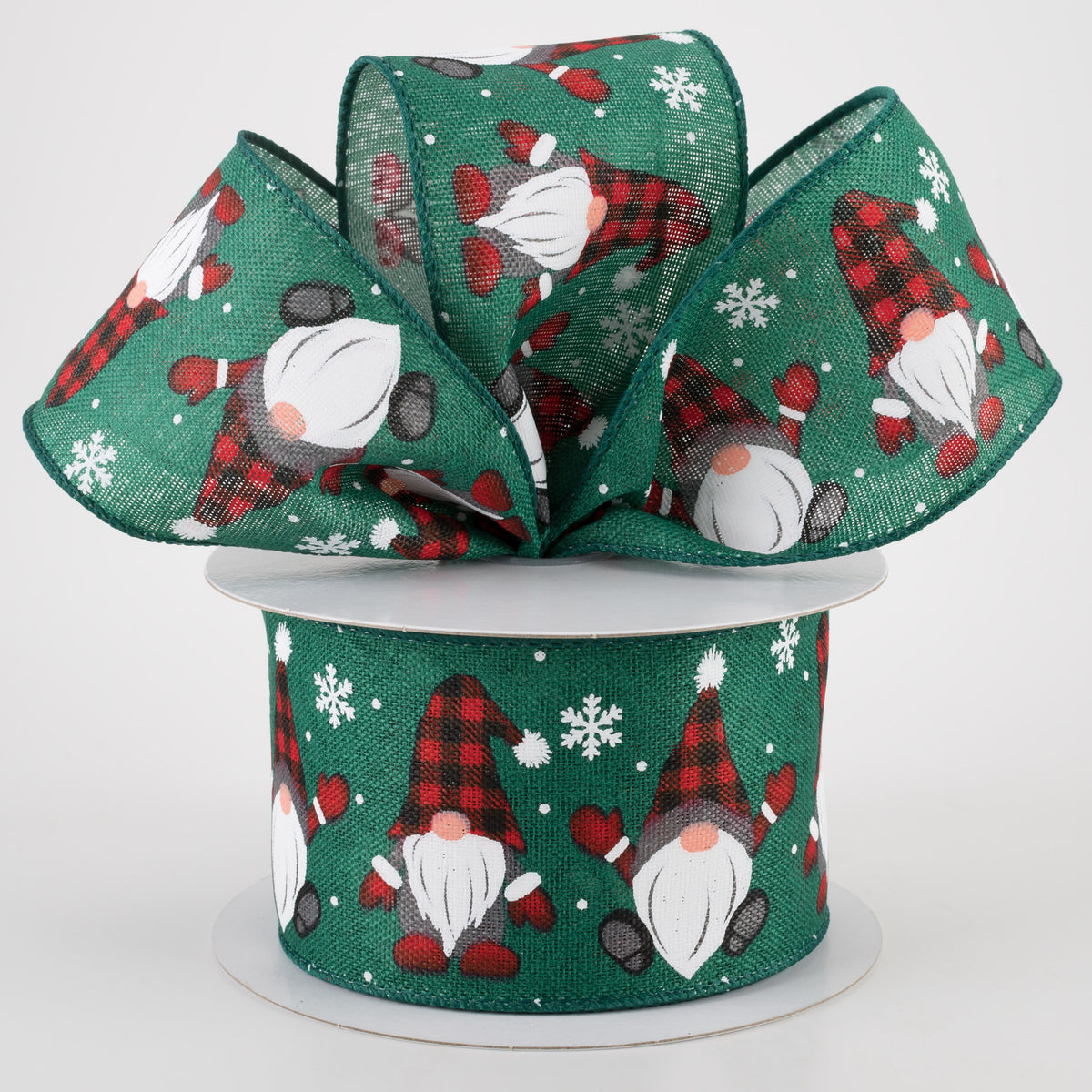 2.5" Buffalo Plaid Gnome Hat Ribbon: Green (10 Yards) Lifestyle Photo