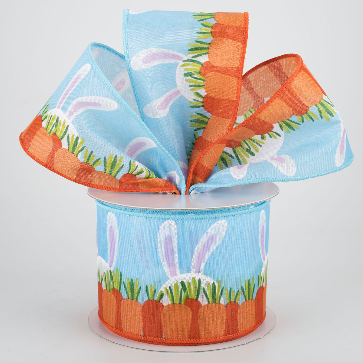 2.5" Bunny Ears & Carrots Ribbon: Blue (10 Yards) Lifestyle Photo