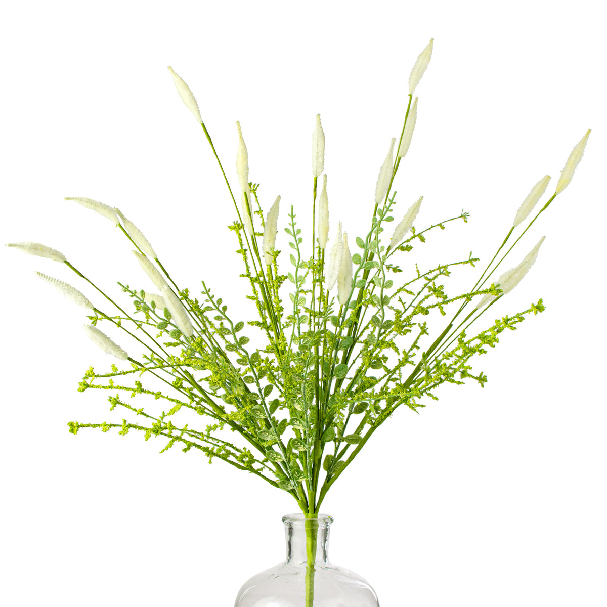24" Bunny Tail & Leaves Bush: Cream Item Number: 63841-CR