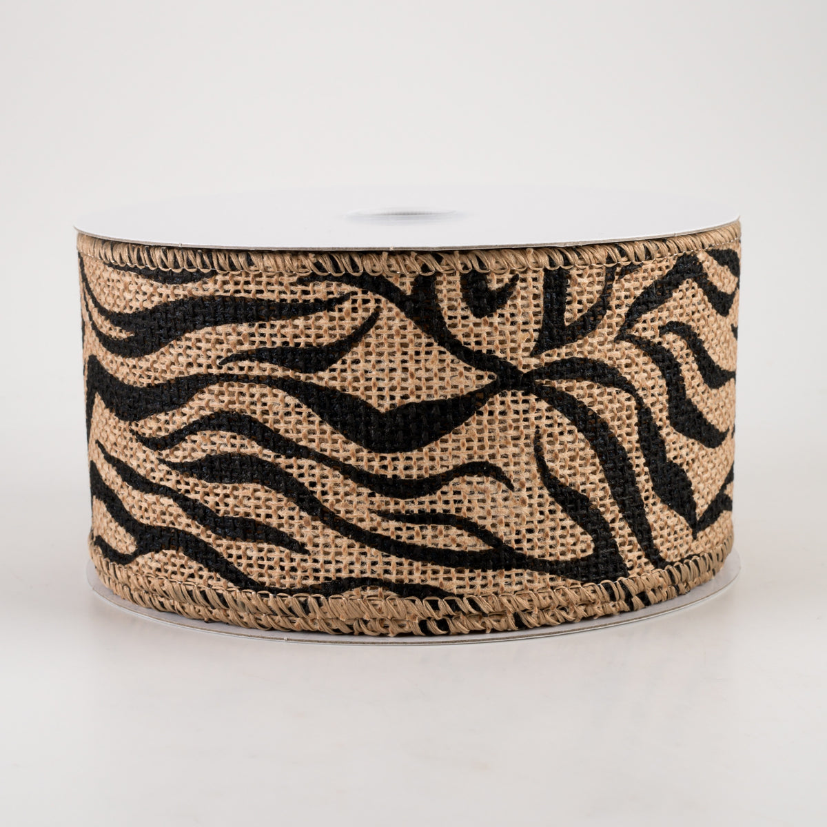 2.5" Burlap Zebra Stripes Ribbon: Natural (10 Yards)