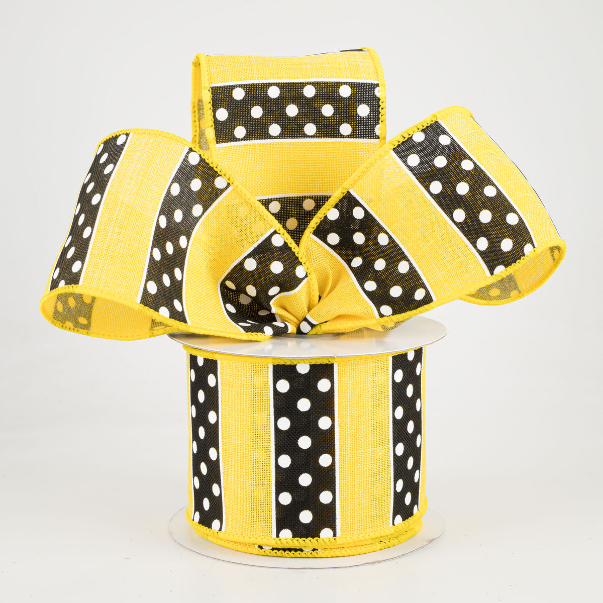 2.5" BW Polka Dot Stripes Ribbon: Sun Yellow (10 Yards) Lifestyle Photo