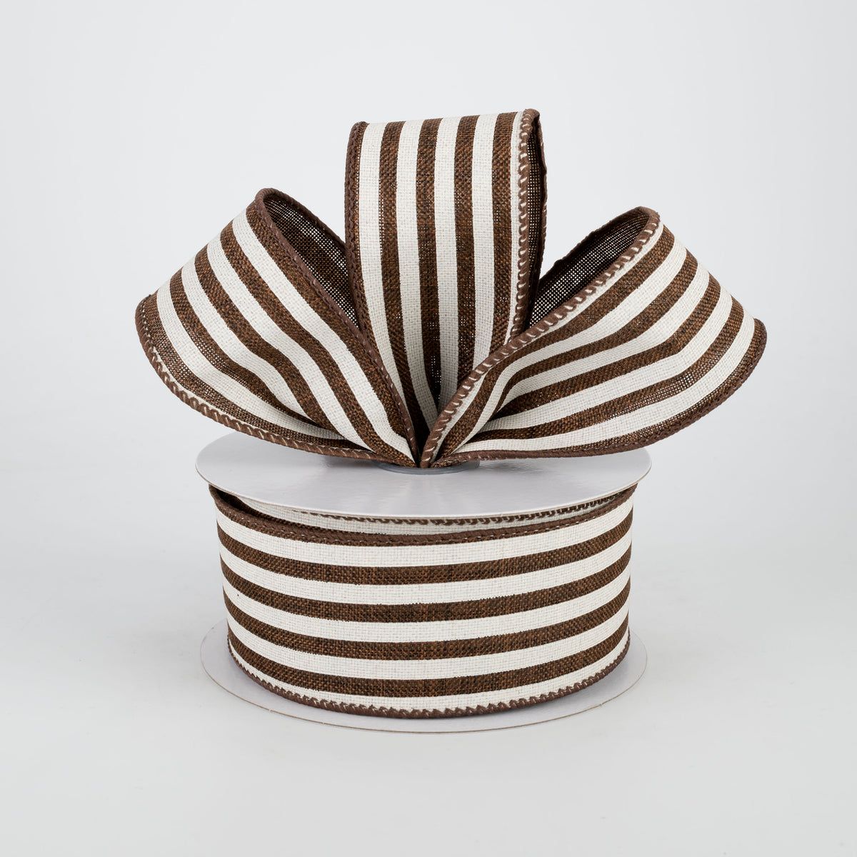 1.5" Cabana Stripes Ribbon: Brown & Ivory (10 Yards) Lifestyle Photo