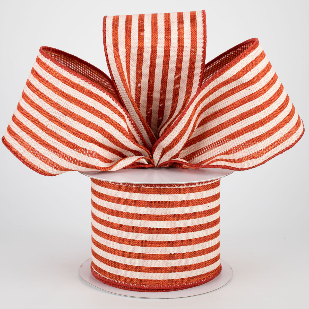 2.5" Cabana Stripes Ribbon: Orange & Ivory (10 Yards) Lifestyle Photo