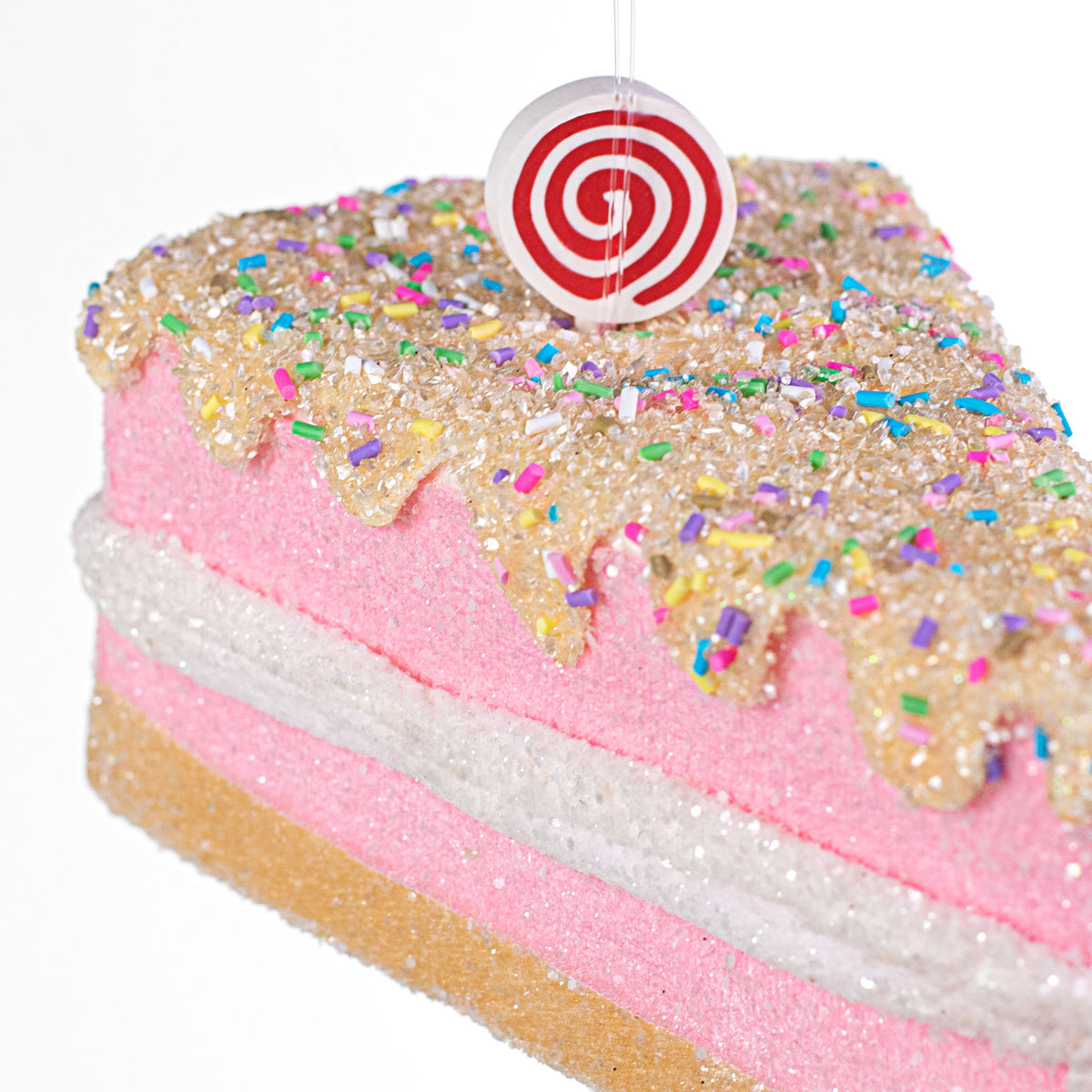 6" Cake Slice Ornament: Pink & Yellow detail photo 3
