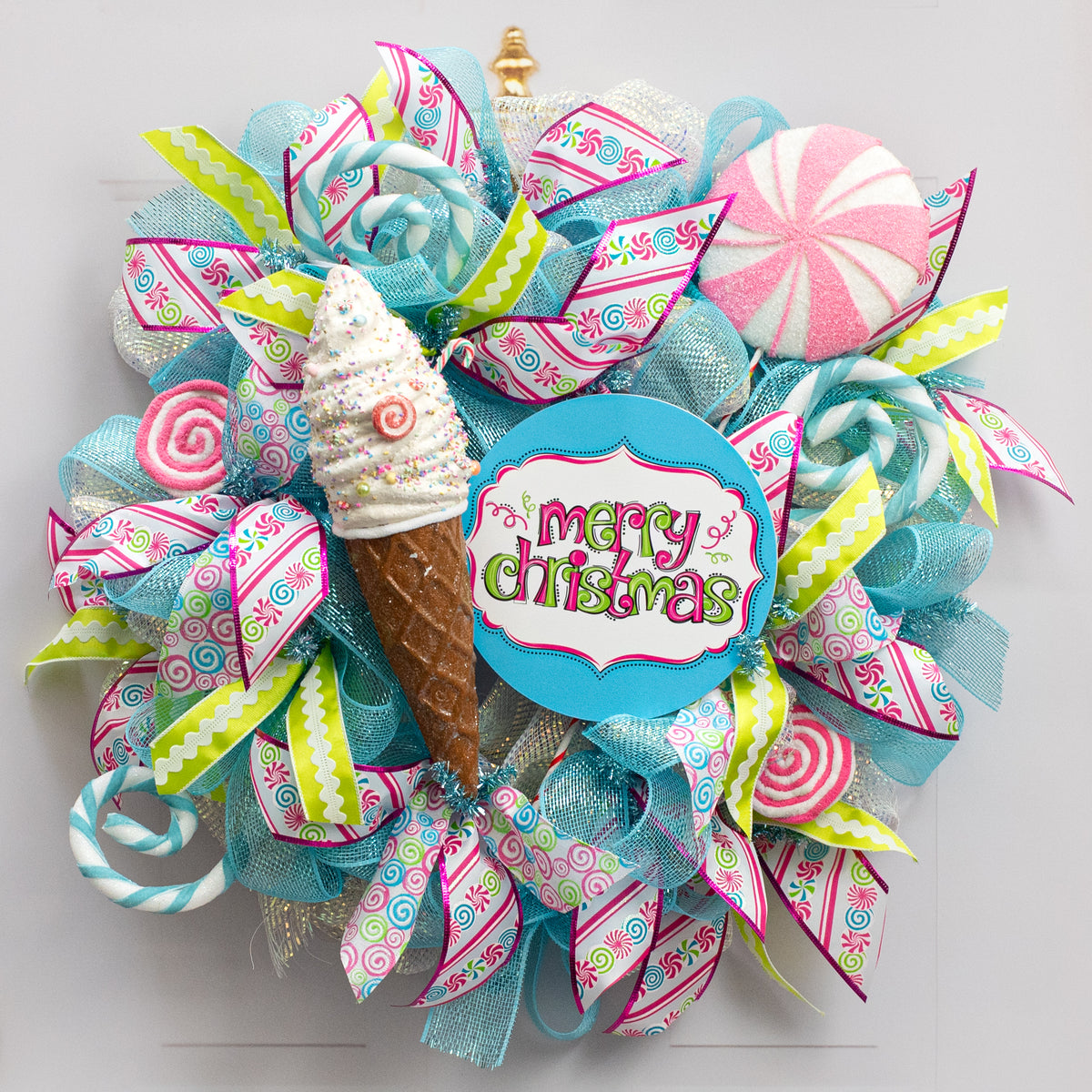 15" Candy Cane Ice Cream Cone Ornament Lifestyle Photo