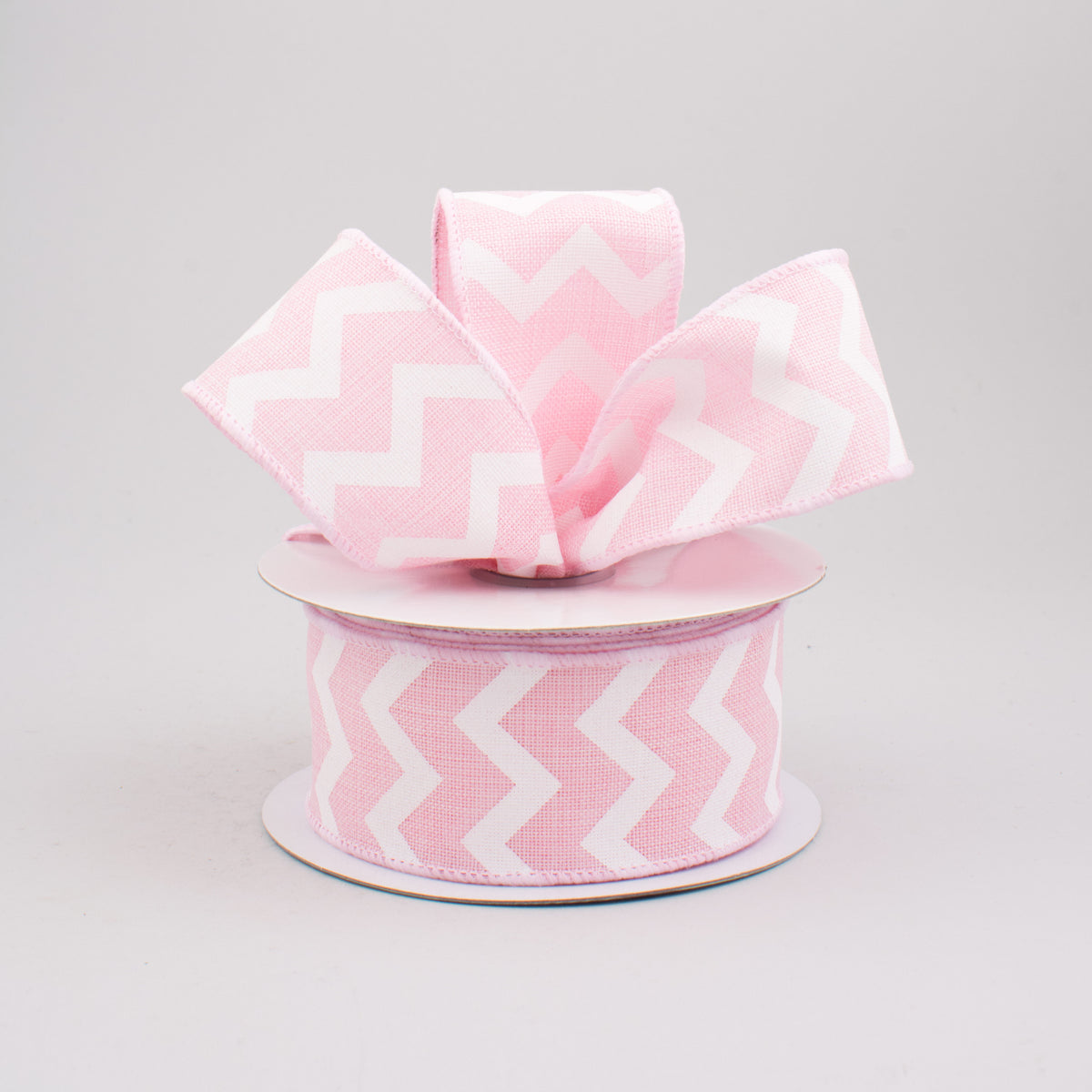 1.5" Canvas Chevron Ribbon: Light Pink & White (10 Yards) Lifestyle Photo
