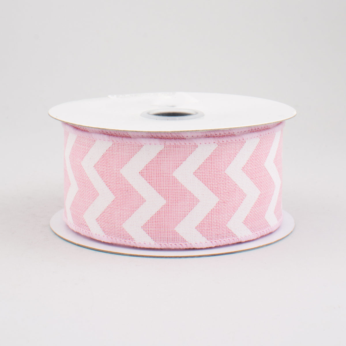 1.5" Canvas Chevron Ribbon: Light Pink & White (10 Yards)