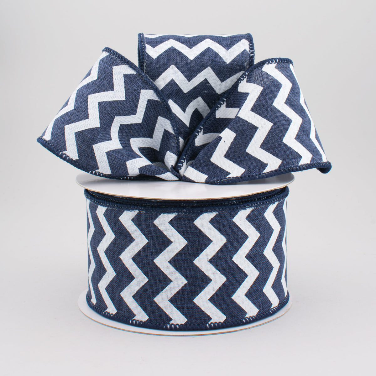 2.5" Canvas Chevron Ribbon: Navy Blue & White (10 Yards) Lifestyle Photo