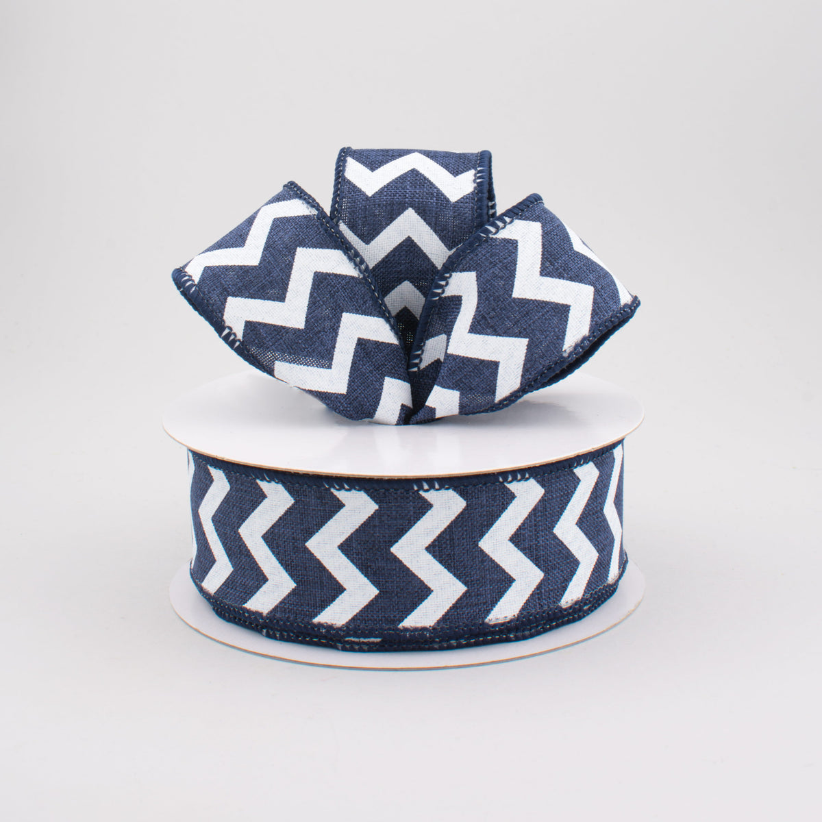 1.5" Canvas Chevron Ribbon: Navy Blue & White (10 Yards) Lifestyle Photo