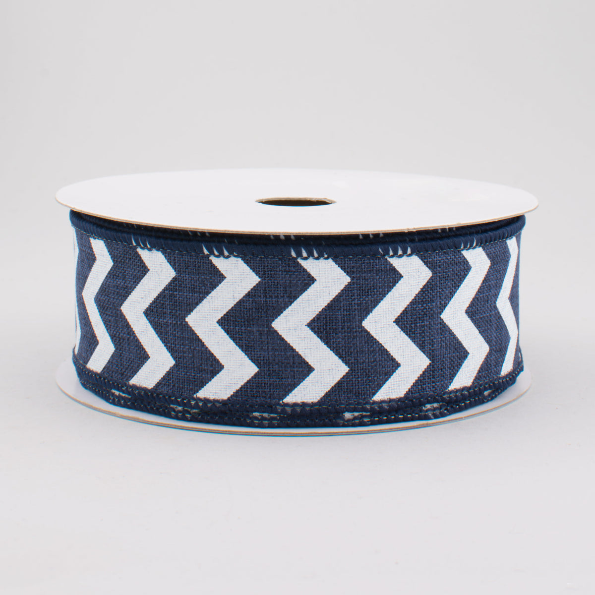 1.5" Canvas Chevron Ribbon: Navy Blue & White (10 Yards)
