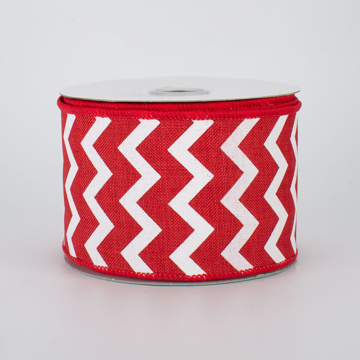 2.5" Canvas Chevron Ribbon: Red & White (10 Yards)