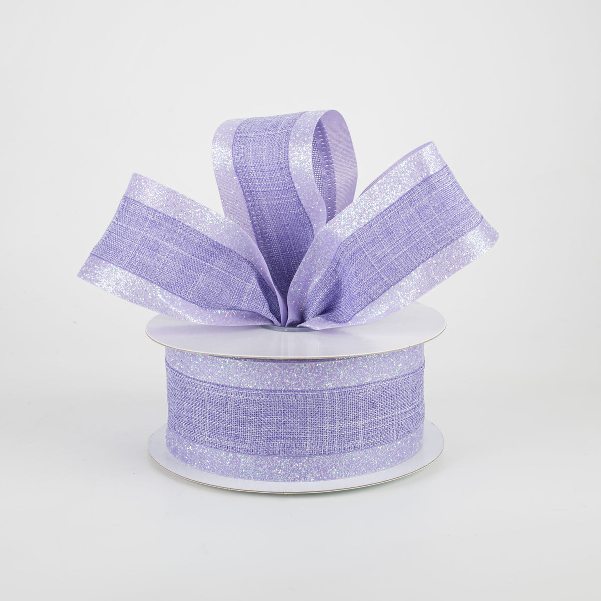 1.5" Canvas On Satin Glitter Ribbon: Lavender (10 Yards) Lifestyle Photo
