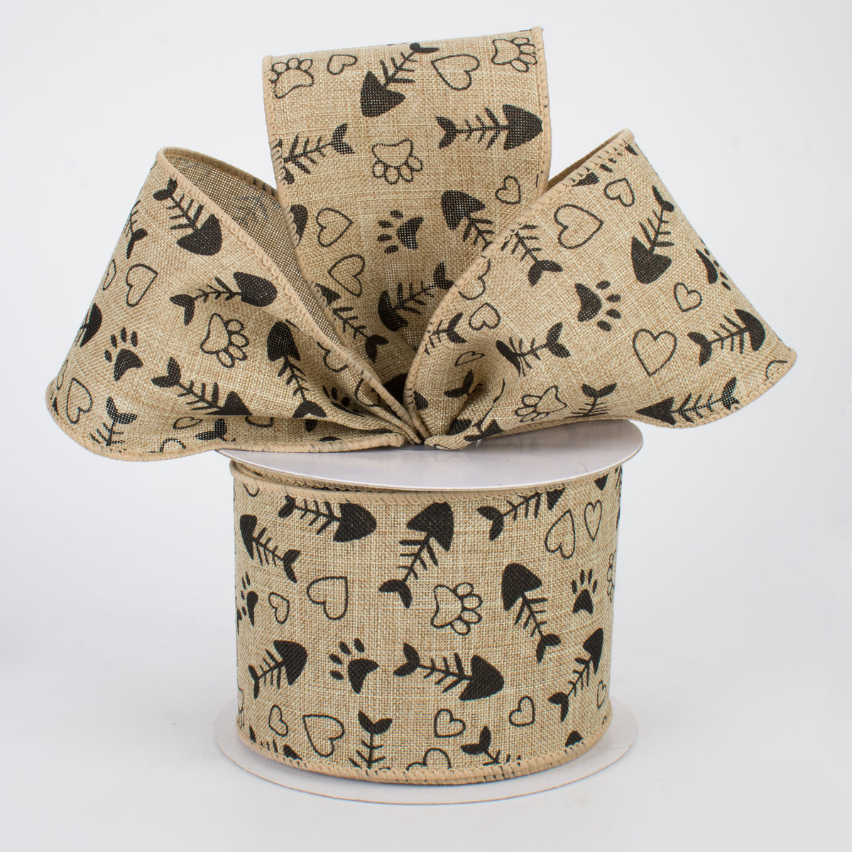 2.5" Cat Treat, Paw, Heart Ribbon (10 Yards) Lifestyle Photo