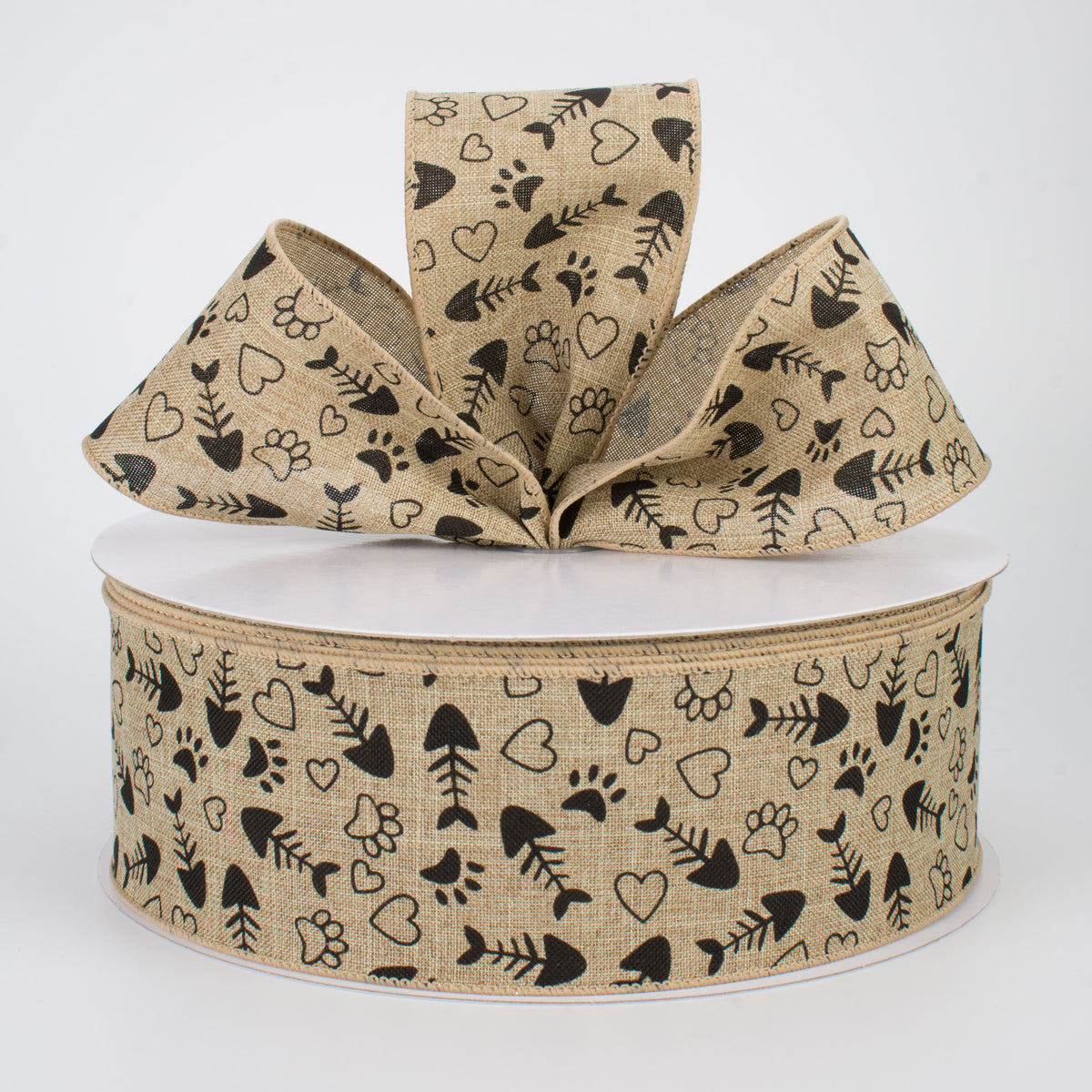 2.5" Cat Treat, Paw, Heart Ribbon (50 Yards) Lifestyle Photo