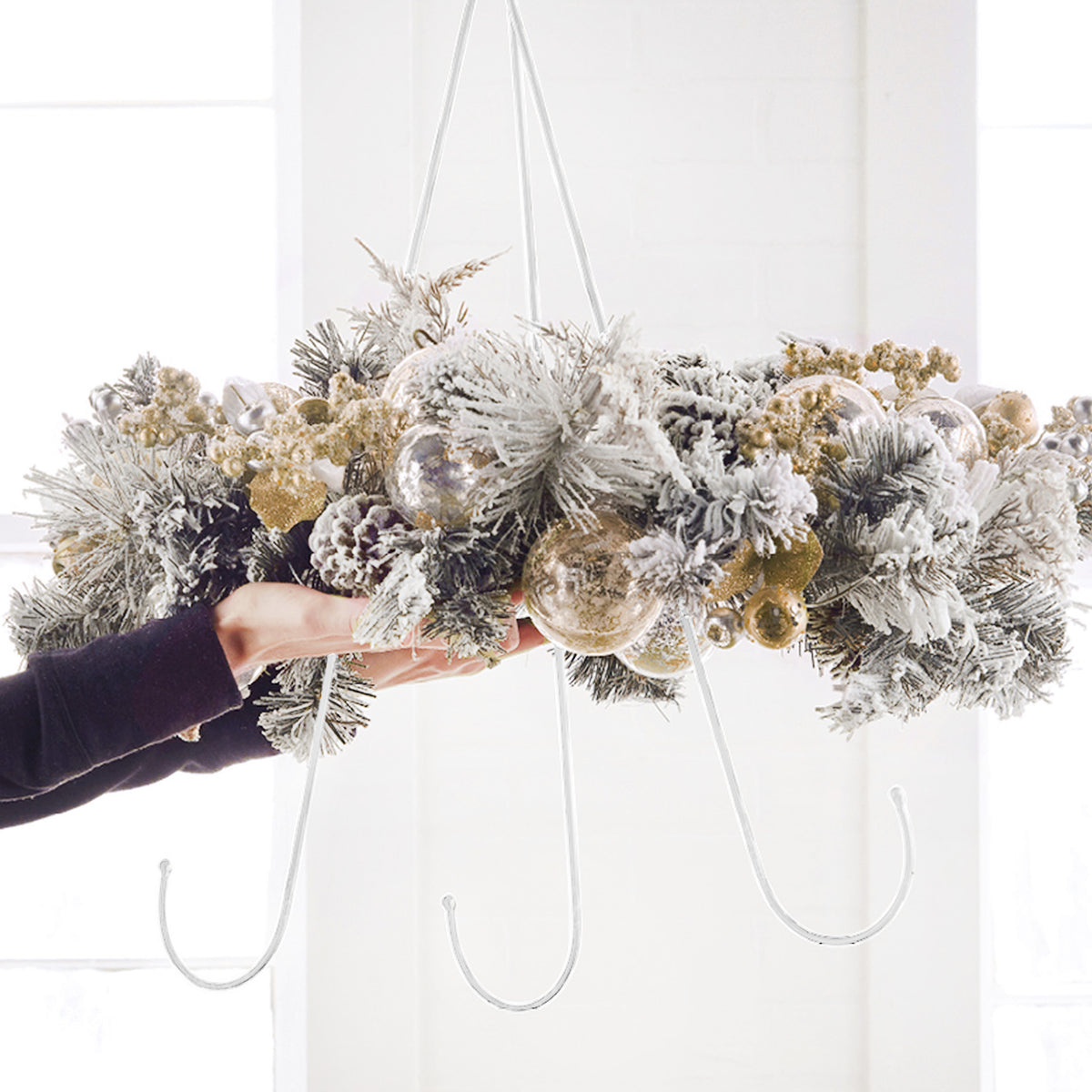 21" Chandelier Wreath Hanger: White Lifestyle Photo