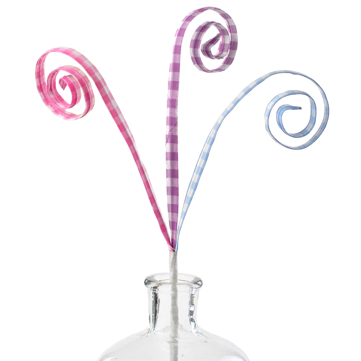 18" Check Fabric Coil Spray: Blue, Purple, Pink Item Number: MN0273