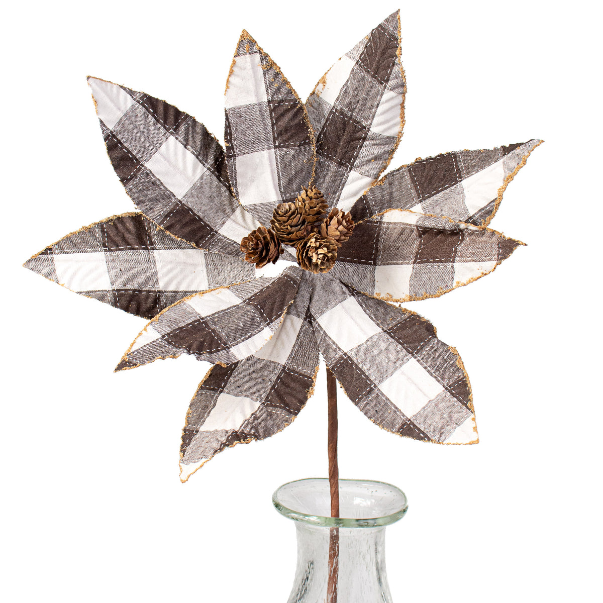 20" Check Poinsettia Stem: Brown & Natural Item Number: 105096