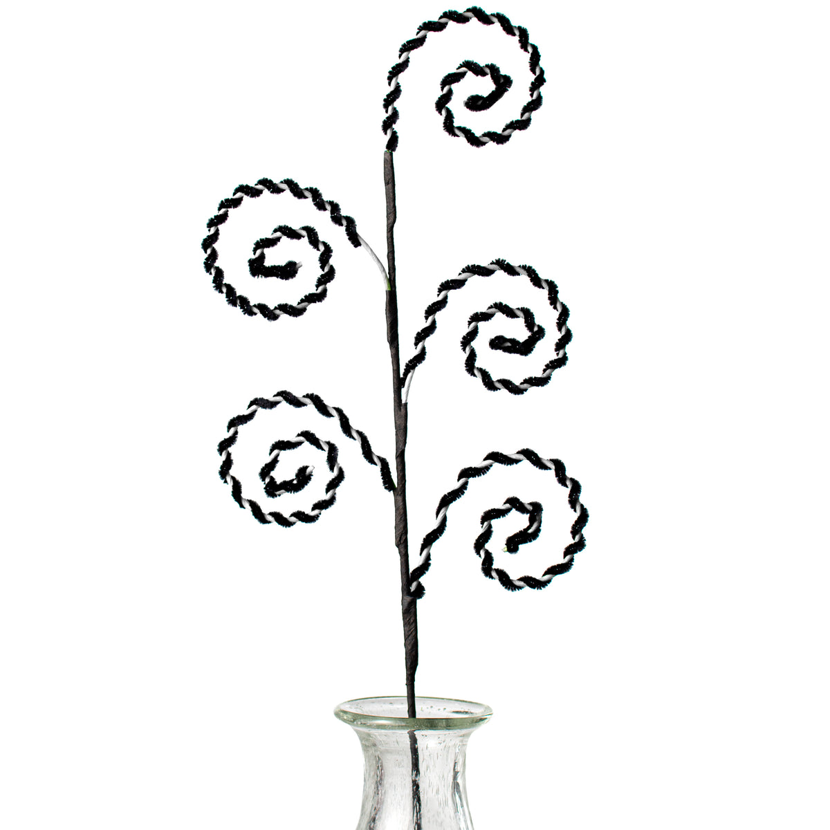26" Chenille Curly Spray: White & Black Item Number: 56520WTBK