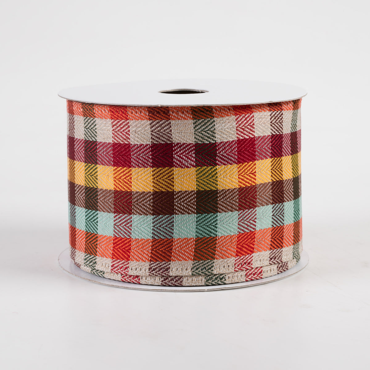2.5" Chevron Check Plaid Ribbon: Teal Fall (10 Yards)