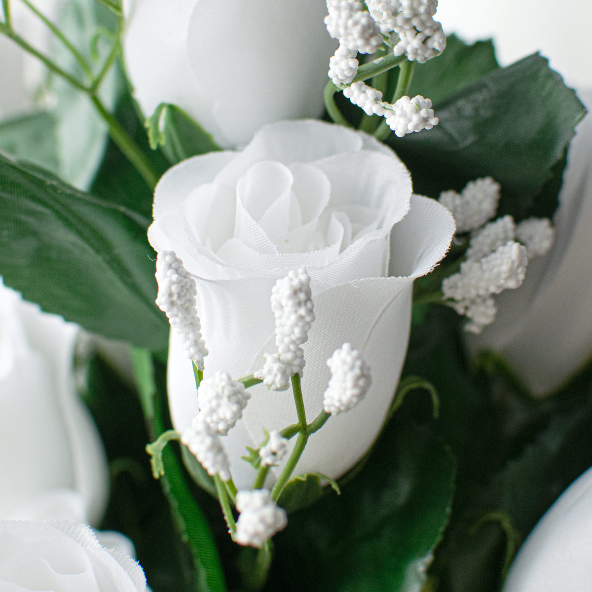 16" Colorfast Lillian Rose Bud Bush: White (14) Lifestyle Photo
