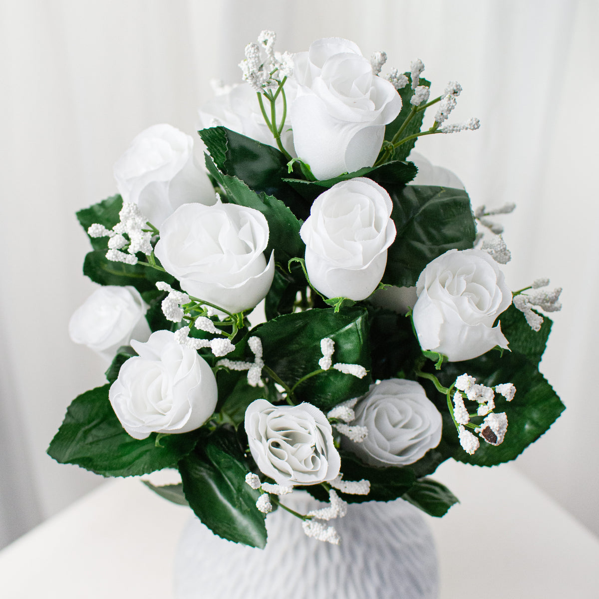 16" Colorfast Lillian Rose Bud Bush: White (14) Item Number: 30308WT