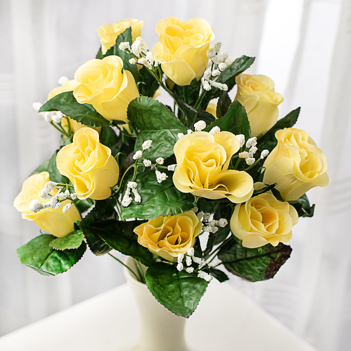 18" Colorfast Lillian Rose Bud Bush: Yellow (14) Item Number: 30308BBYW