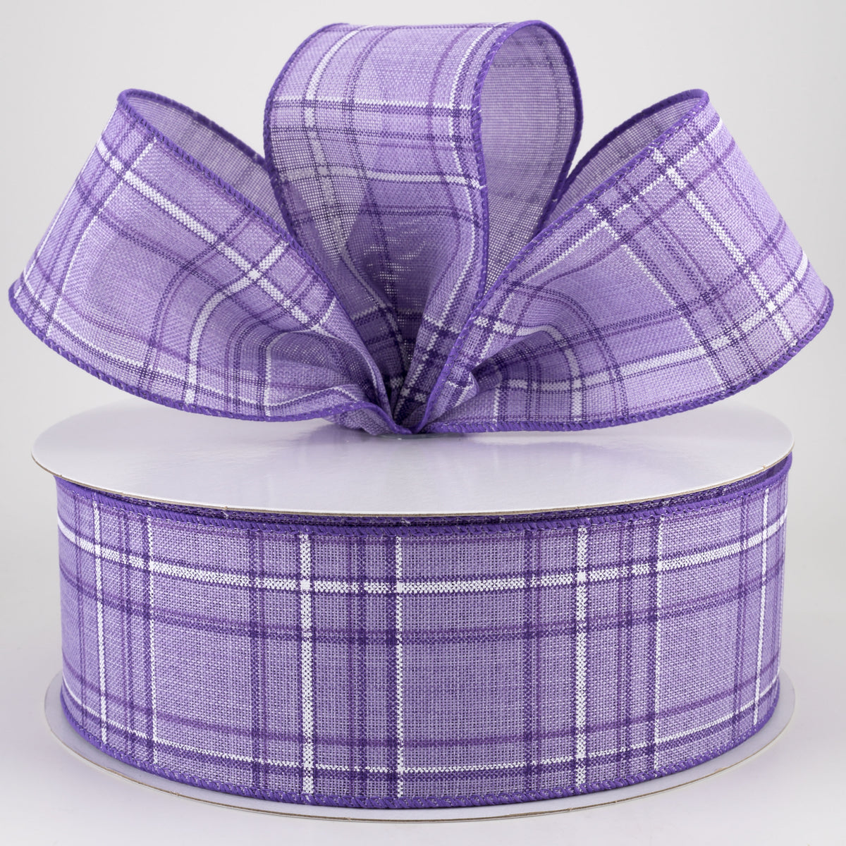 2.5" Cornelia Plaid Ribbon: Purple, Lavender & White (50 Yards) Lifestyle Photo