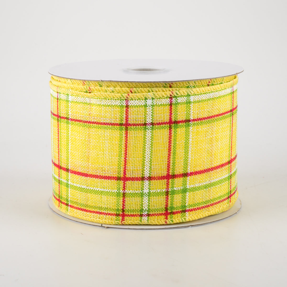 2.5" Cornelia Plaid Ribbon: Yellow, Lime, Fuchsia & White (10 Yards)