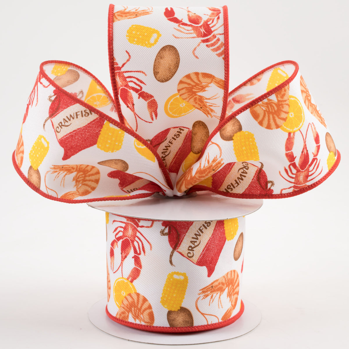 2.5" Crawfish Boil Ribbon: White (10 Yards) Lifestyle Photo