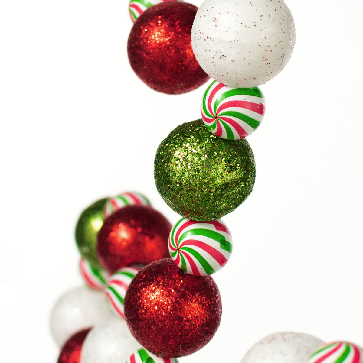 25" Curly Balls Spray: Red, White & Green Lifestyle Photo