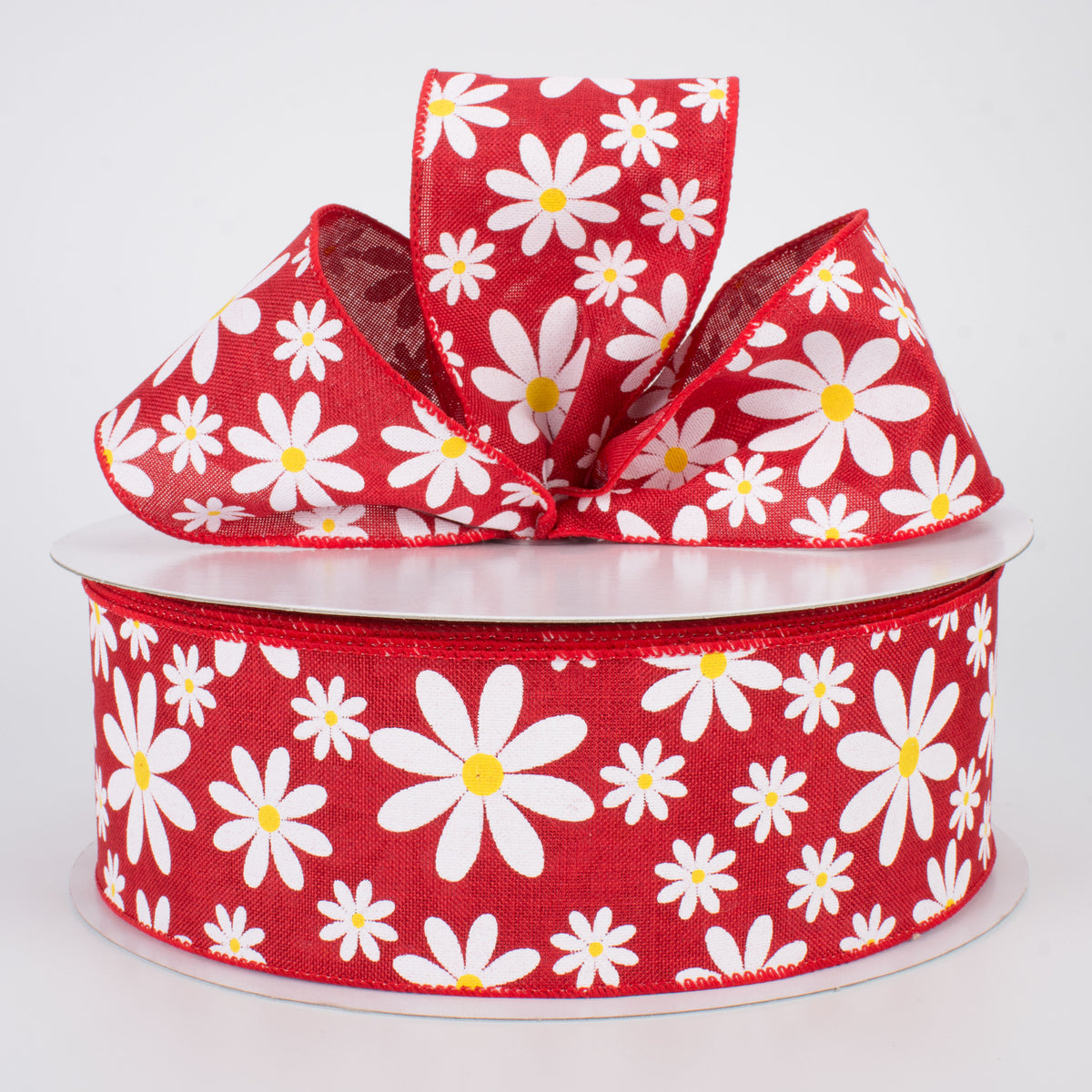 2.5" Daisy Flower Ribbon: Red (50 Yards) Lifestyle Photo