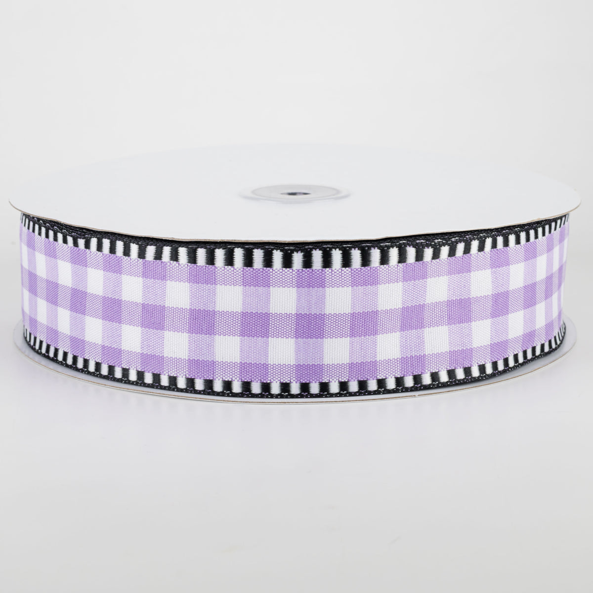 1.5" Dashed Edge Check Plaid Ribbon: Purple & White (50 Yards) Item Number: 847-09-156