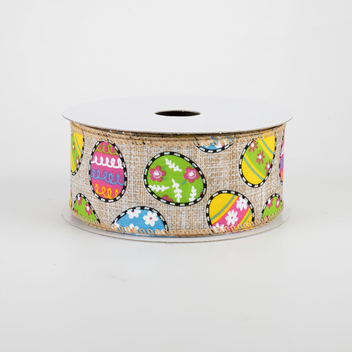 1.5" Dashed Edge Easter Egg Ribbon: Natural (10 Yards) Item Number: 31104-09-14